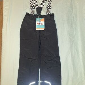 Kids Black Snow Pants with Suspenders